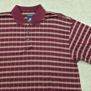 Pebble Beach Golf Polo Shirt 60s Two-Ply Mercerized Cotton Plaid Red Mens Medium